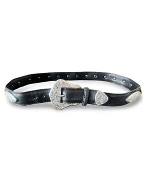J & M DAVIDSON Elegant Black Belt with Silver Details